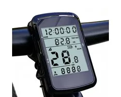 Fietscomputer - Draadloze kilometerteller fiets - Met groot 2.4-inch scherm - 1200mAh - Waterdicht - Met handmatige achtergrondverlichting - Installatie van de strap on - Voor mountainbike en racefiets - Zwart
