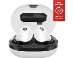 SteelSeries Arctis GameBuds - Wit - Écouteurs gaming sans fil - 2,4 GHz et Bluetooth 5.3 - Mode ANC/Transparence - Résistance à l'eau IP55 - Autonomie 40 heures - Recharge sans fil - PS5, PC & Mobile