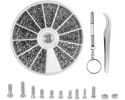 Ensemble de réparation pour Lunettes avec 1000 Mini Vis et Écrous - Outil de Réparation Eyeglas avec Pince - Ensemble de Réparation Divers pour Lunettes, Lunettes de Soleil et Montres