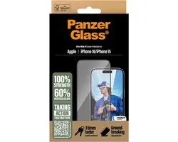 PanzerGlass Screenprotector geschikt voor Apple iPhone 16 Glazen | PanzerGlass Ultra-Wide Fit Screenprotector - Case Friendly