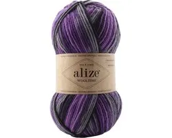 Laine pour chaussettes Alize Wooltime - Easy & Comfy - Superwash - Violet/Rose/ Grijs