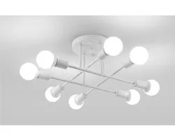Plafonnier – 8 Douillles – E27 – Sans source lumineuse – Wit – 70 cm – Métal – Design industriel