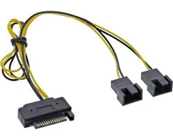 SATA (m) - 2x 3-pins Case Fan (m) voedingskabel - 0,30 meter