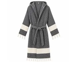 Fabric Box Badjas Dames & Heren – 100% Katoen – Hamam Peshtemal Badjas – Met Capuchon & Sjaalkraag – Franjes – Absorberend & Lichtgewicht – Halflange Badjas – Sauna, Spa & Wellness
