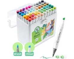 Ohuhu - Honolulu Brush & Chisel - Alcohol Art Markers - 60 kleuren - inclusief opbergbox