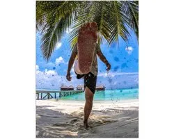 WallClassics - Poster (Matte) - Man with Foot on Beach - 30x40 cm Photo sur Papier Poster d'aspect Mat