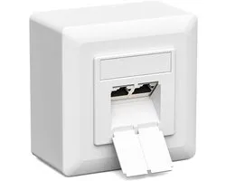 Iwillink Cat7 Netwerkdoos, 2-poorten, 10 Gigabit afgeschermd LAN-stopcontact, netwerkdoos, opbouw/inbouw, universeel, POE+, compatibel CAT7, CAT6, CAT6A, wit