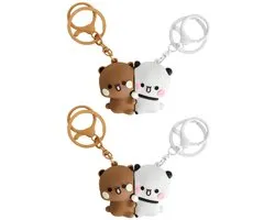 Solidchoice - Porte-clés anime Bubu Dudu, set partenaire, lot de 4 pièces, joli pendentif de sac pour sacs à main, sacs à dos et portefeuilles, pendentif parfait, cadeau pour partenaires et amis