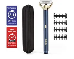 BaByliss X-Blade Super-X Metal Series 2-in-1 OT992E Scheerapparaat en Baardtrimmer - Navy & Gold Edition - Japans Stalen Mes - 100% Waterdicht - Perfect voor Onderweg - OT992E