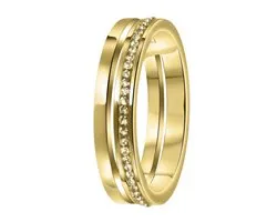 Lucardi Ringen  - Stalen ring goldplated 2rij met light colorado