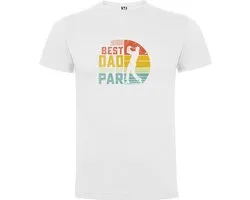 T-shirt blanc avec impression colorée "The Best Dad by Par (au lieu de Far) – Golf – Le meilleur papa" Impression couleur Taille M