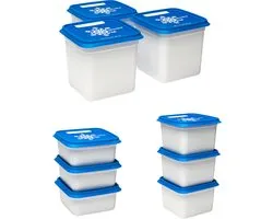 Set de boîtes de congélation Alaska - Boîtes de conservation - 9 pièces - Sans BPA - Empilables - Couvercle unique - Wit - 7 350 ml