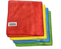 Chiffon en microfibre Propex Parts 40cm x 40cm - Super absorbant - Convient pour le verre, la cuisine, le carrelage de salle de bains - Multicolore - 4 pièces