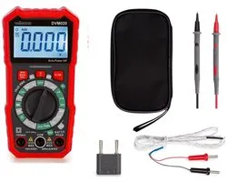 Velleman Digitale multimeter, datahold, geschikt voor het meten van AC/DC-stroom, AC/DC-spanning, weerstand, batterijspanning, continuïteit, temperatuur, inclusief meetsnoeren