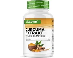 Curcuma / Kurkuma extract - 180 capsules - Premium: Met 98% extract - Curcumine gehalte per dagelijkse portie komt overeen met 17.150 mg kurkuma - Veganistisch - Vit4ever