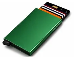 Walletstreet Uitschuifbare Pasjeshouder - Walletstreet Aluminium Creditcardhouder Card Protector Anti-Skim/ RFID Card Protector 8 Pasjes – Groen/Green