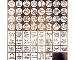 Bullet Journal Plastic Stencils - 62 stuks - 7.6 x 7.6 cm - Templates - Kerst - Christelijk - Religieus - I am blassed - Miracles - God is good - Bijbeltekst - Motivational - Lord be with me - Gebed - Prayer - Walk by faith - Geloof - Mix - Sjablonen