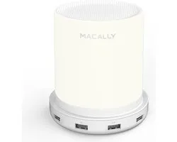 Macally LAMPCHARGE tafellamp met USB-A-lader, aanraaksensor en dimbaar zacht warm wit licht - Wit