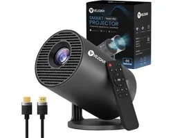 Projecteur Vendar® YA350 Pro Mini (2025) – 350 lumens ANSI – Projecteur Smart compatible 4K – Android 14 intégré – Wi-Fi 6 et Bluetooth 5.4 – Compatible iOS et Android – Home Cinéma – Zwart