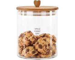 Zusss Storage Jar Smile Every Day S Glas / Acacia Hout Naturel