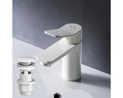 AM.PM X- Joy - Robinet de lavabo avec vidage push-open - Économie d'eau - Messing - Wit