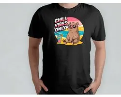 Chill Vibes Only - T Shirt - Capibara - Capybara - FunnyAF - AlwaysSarcastic - SarcasmLevel - SarcasmeModeAan - GrappigHe - IkMaakEenGrapje - DrogeHumor