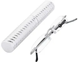TERAISE Upgrade Lightweight Reading Glasses Frameless Readers clear lens for Men and Women w/ Pen Clip Tube Case… - ShopVlot