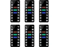 6 stuks Thermometer Strips voor Aquarium, Thermometersticker voor Visbak, Watertemperatuurmeting voor Terrarium (1,58" x 0,67")
