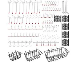 Haken Assortiment, RVS Pegboard Haken Set Pegboard Opknoping Accessoires 1/8 en 1/4 inch voor het organiseren van verschillende gereedschappen in de garage keuken werkbank Retail