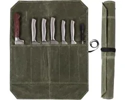 Messenmap - Messentas - Roletui - Opbergtas - Messenset Opbergtas - Keukenset - Chef Mes Roll Bag - Draagbare Messentas - Opvouwbaar - Draagbaar - 56x45cm - Militair groen