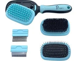 Brosse pour animaux de compagnie - Petsify - Brosse pour chien professionnelle 5 en 1 - Pour chien et chat - Double face - Peigne pour chien - Brosse pour chat - Peigne pour chat