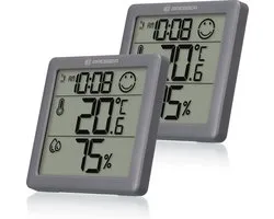Bresser Weerstation Thermo- en Hygrometer - Set van 2 - Grijs - Voor Meting Binnenklimaat