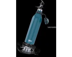 i-Drink- B- Evo - Pavone Leonardo - bleu azur - bouteille isotherme 500 ml - acier inoxydable - garde les boissons chaudes au chaud jusqu'à 12 heures et les boissons froides au frais jusqu'à 20 heures - fond amovible idéal pour nettoyer l'intérieur