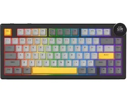 Ajazz AK820 V2 Mechanisch Gaming Toetsenbord - Draadloos (Triple Mode) - Smart TFT Scherm & Draaiknop - Hot-Swappable - Gasket Mount - 10.000 mAh - White Cherry Switches - Starry Night Gray