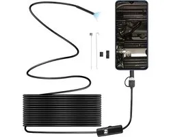 Endoscoopcamera met licht, 5M/10M buiscamera kanaalcamera, scope camera, type C endoscoopcamera, slanginspectie-endoscoop, inspectiecamera met 6 instelbare LED-verlichting, IP67 waterdicht (10M)