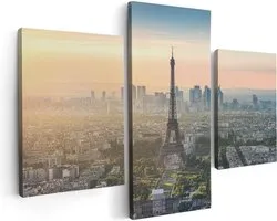 Artaza - Triptyque de peinture sur toile - Skyline de Paris avec la tour Eiffel - 90x60 - Photo sur toile - Impression sur toile