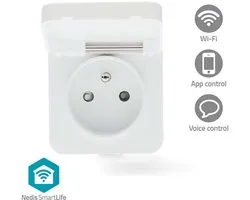 Nedis SmartLife Slimme Stekker – Wi-Fi – IP44 – Energiemeter – Tijdschakelaar – 3680W – Wit – 1 Stuk