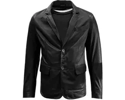 Zachte leren heren blazer zwart- Modelo 5XL