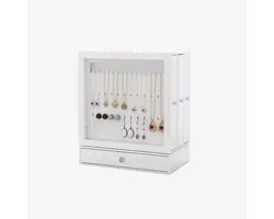 Sieradendoos Noor | Wit | Acryl | Sieraden organizer | Jewellery organizer | Sieraden opbergen | Opberg box | Organizer | Velvet onderkant | Ringen display | Jewelery organizer | Jewellery box | Jewelery box | Sieradenbox | Organizer | Beautybox |