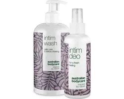 Australian Bodycare - Set de 2 contre les mauvaises odeurs de la zone intime 2 produits intimes à l'huile tea tree contre les odeurs, les démangeaisons et les brûlures de la zone intime - Savon intime 500 ml & Bloc déodorant intime 100 ml
