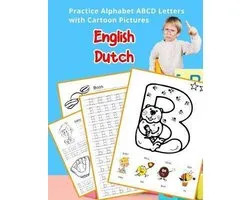 English Alphabets A-Z Handwriting & Coloring Vocabulary Flashcards Worksheets- English Dutch Practice Alphabet ABCD letters with Cartoon Pictures
