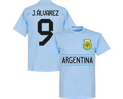 Argentinië J. Alvarez 9 Team T-Shirt - Lichtblauw - M