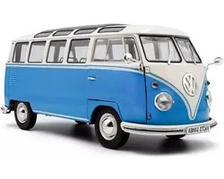 Modelauto VW T1 - Schaalmodel Bus - Verzamelen - Gedetailleerd Die-cast - 1:18 - Blauw/Wit