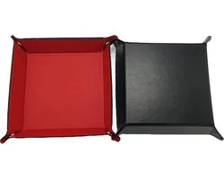 Dobbelsteenbak Rood – Opvouwbare Dice Tray voor Dungeons & Dragons, Yahtzee en Bordspellen – Dobbelbak van Kunstleer met Gladde Binnenkant – Pitjesbak, Dobbelpiste, Pokerpiste, Dice Box