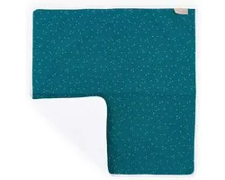 KraftKids Baby mat in many different colours and modern patterns of your choice, 100% cotton, waterproof travel diaper pad Moselin gold dots on petrol