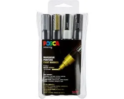 Uni Posca Verfmarker 4 Set 5M Metallic