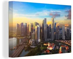 Canvas Schilderij Skyline - Architectuur - Singapore - 30x20 cm - Wanddecoratie