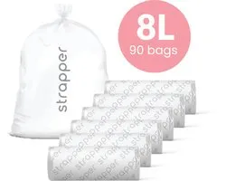 Strapper 90 Odor Lock Sacs Poubelle 8L - Compatibles avec les poubelles à couches de Chicco et We-Too - 90 Pièces