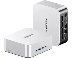 AOOSTAR MACO Mini-pc, AMD Ryzen 7 PRO 8845HS (8 cores, 16 threads), Radeon 780M-graphics, 24 GB DDR5 5600-RAM, 1 TB PCIe 4.0-SSD, ondersteuning voor OCuLink-eGPU, dubbele 2.5G LAN, WiFi 6, USB4, ondersteuning voor vier schermen
