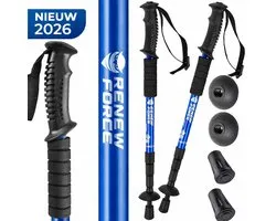 Nordic Walking - Anti-Schock Functie - Telescopisch Verstelbaar 65-140 cm - Complete Set - Blauw